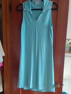 Lacoste Sleeveless Hooded Polo Dress in Aqua Blue